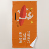 Funny Surfer met Cocktail op aangepaste tekst badh Strandlaken (Voorkant)