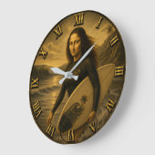Funny Surfer Mona Lisa Tropical Ocean Decor Grote Klok (Hoek)