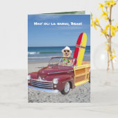 Funny Surfer Verjaardag Kaart (Gele Bloem)