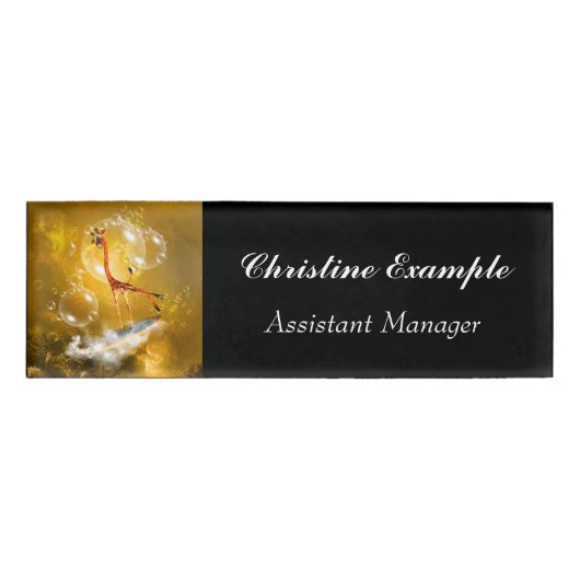 Funny surfgiraffe naambadge (Voorkant)