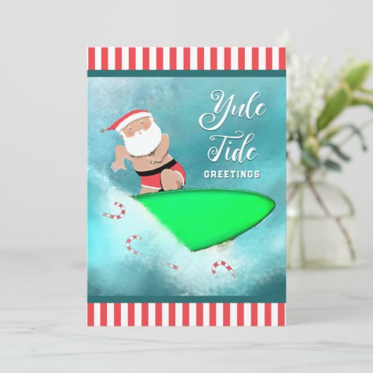 Funny Surfing Beach Kaarten (Staand voorkant)