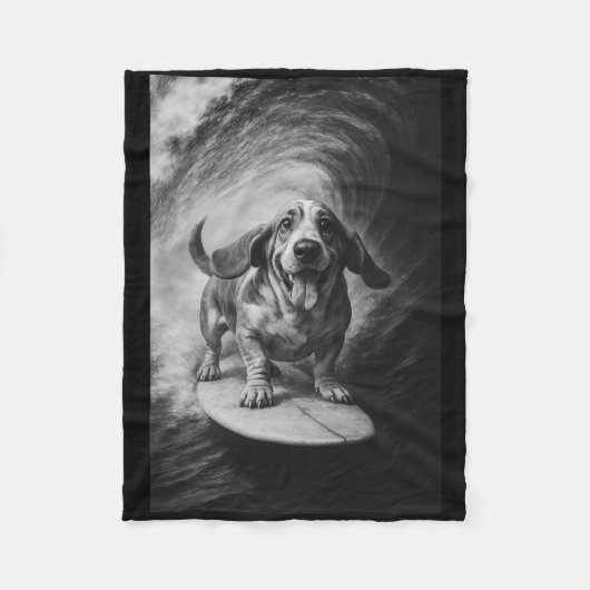 Funny Surfing Bet Hound Selfie On Surfboard Beach  Fleece Deken (Voorkant)