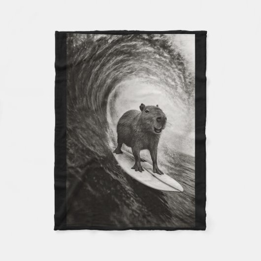 Funny Surfing Capyra Selfie On Surfboard Beach Ani Fleece Deken (Voorkant)