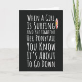Funny Surfing Cards For Her Surfer Girls Humor  Kaart (Voorkant)
