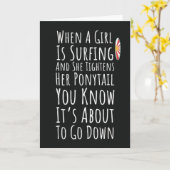 Funny Surfing Cards For Her Surfer Girls Humor  Kaart (Gele Bloem)