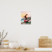 Funny Surfing Goat Poster (Keuken)