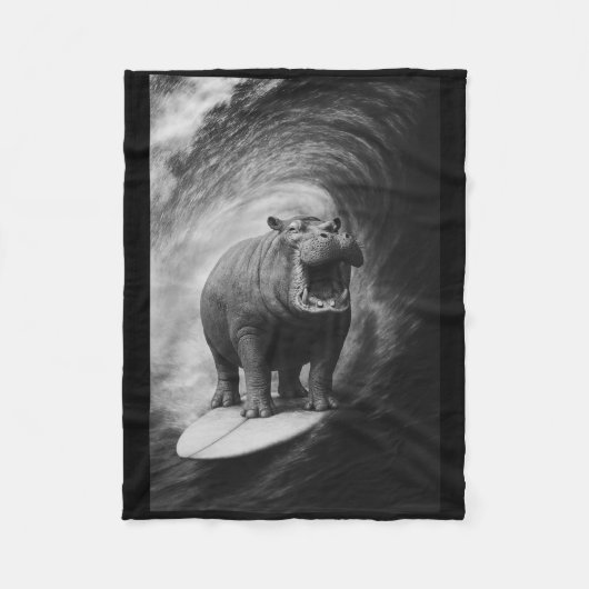 Funny Surfing Hippo Hippopotamus Selfie Safari Ani Fleece Deken (Voorkant)