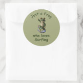 Funny surfing Kawai-kikker Ronde Sticker (Tas)