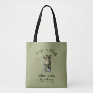 Funny surfing Kawai-kikker Tote Bag