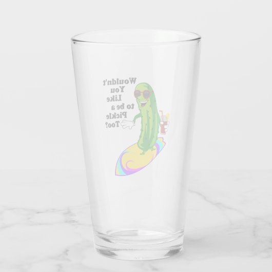 Funny Surfing Pickle Glas (Achterkant)