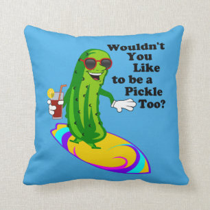 Funny Surfing Pickle Pillow Kussen