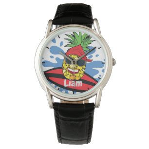 Funny Surfing Pineapple Horloge