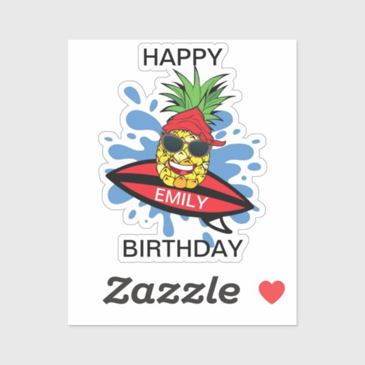 Funny Surfing Pineapple Sticker (Vel)