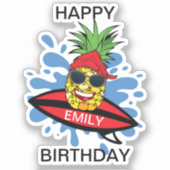 Funny Surfing Pineapple Sticker (Voorkant)