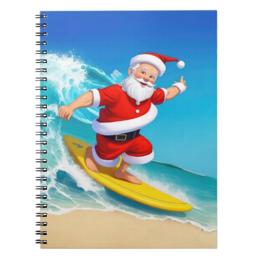 Funny Surfing Santa Claus Notitieboek (Voorkant)