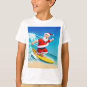 Funny Surfing Santa Claus T-shirt (Voorkant)