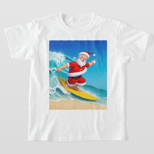 Funny Surfing Santa Claus T-shirt (Laagn)