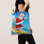 Funny Surfing Santa Claus Tote Bag (Dichtbij)