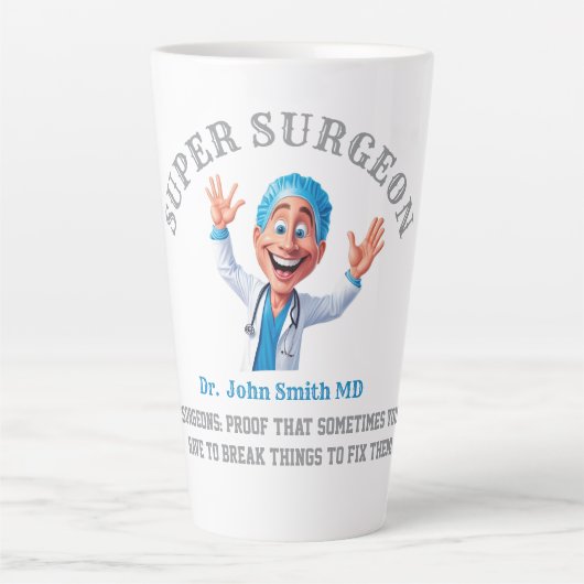 Funny Surgeon Cartoon Gift for Doctors & Nurses Latte Mok (Voorkant)