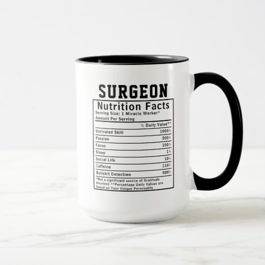 Funny Surgeon Nutrition Facts Medical Professional Mok (Rechts)