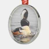 Funny Surprisded Hooded Merganser Waterfowl Duck Metalen Ornament (Links)