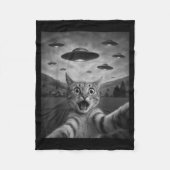 Funny Surprised Ed Cat Selfie With Alien Ufo Cat U Fleece Deken (Voorkant)