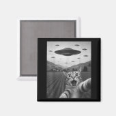 Funny Surprised Ed Cat Selfie With Alien Ufo Cat U Magneet (Voorkant / Achterkant)