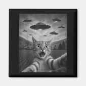 Funny Surprised Ed Cat Selfie With Alien Ufo Cat U Magneet (Voorkant)