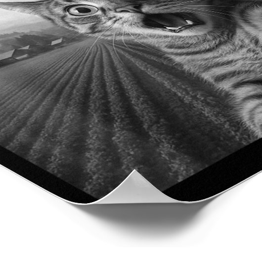 Funny Surprised Ed Cat Selfie With Alien Ufo Cat U Poster (Hoek)