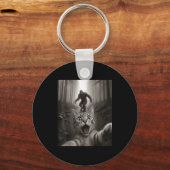 Funny Surprised Ed Cat Selfie With Bigfoot Sasquat Sleutelhanger (Voorkant)