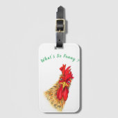 Funny Surprised Rooster Bagagelabel gepersonalisee (Voorkant (verticaal))