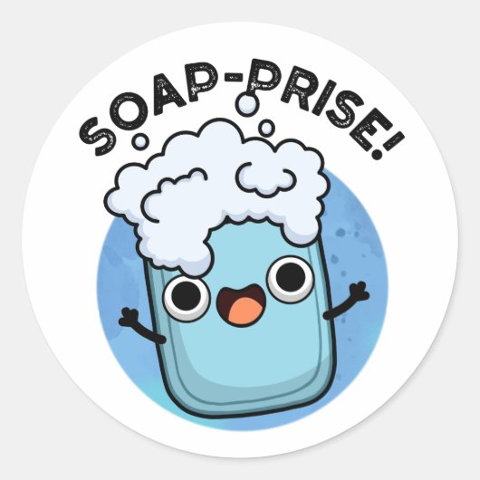 Funny Surprised Soap Pun Ronde Sticker (Voorkant)