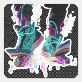 Funny Surreal Italian Meme Art - Abstract Brainrot Vierkante Sticker