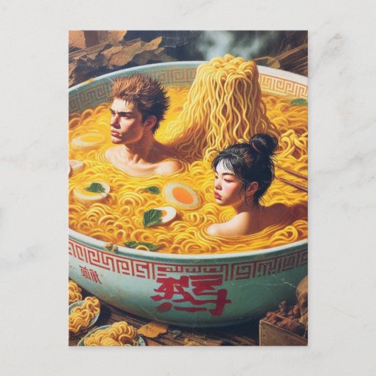 Funny Surreal Ramen Hot Tub Briefkaart (Voorkant)