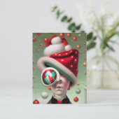 Funny Surreal Santa Hat Character Briefkaart (Staand voorkant)