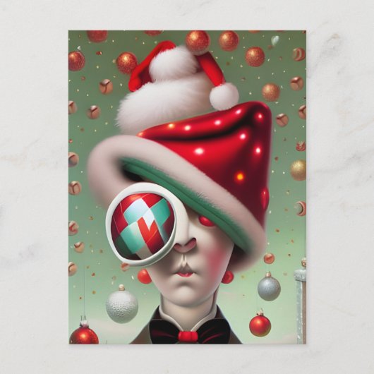 Funny Surreal Santa Hat Character Briefkaart (Voorkant)