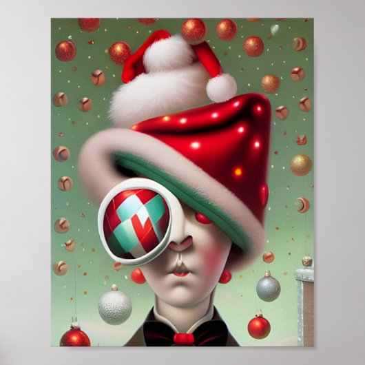 Funny Surreal Santa Hat Character Poster (Voorkant)