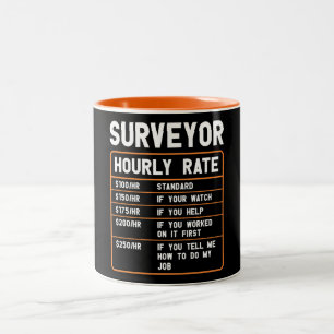 Funny Surveyor Hourly Rate Tweekleurige Koffiemok