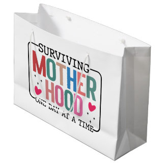 Funny surviving Motherhood word art Groot Cadeauzakje