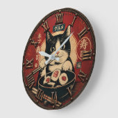Funny Sushi Cat Japanese Ramen Kitchen Grote Klok (Hoek)