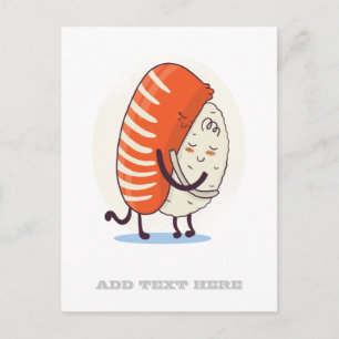 Funny SUSHI HUG Graphic Cartoon Teen Kawaii BFF Briefkaart