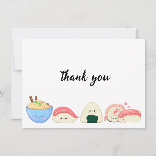 Funny Sushi in Kawaii Style Bedankkaart (Achterkant)
