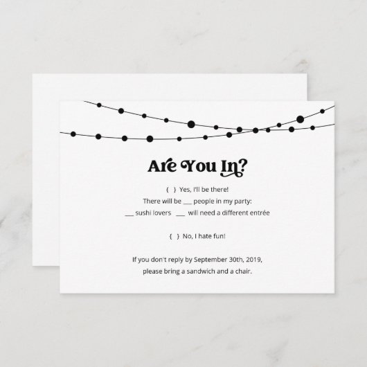 Funny Sushi Invitation Reply Kaart Insert - Kraft (Voorkant / Achterkant)