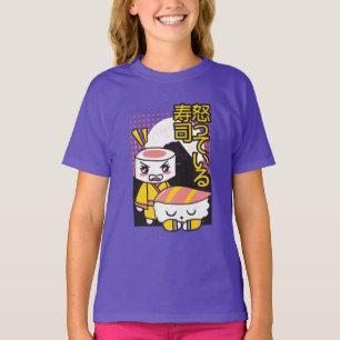 Funny Sushi Karate Fighters Cartoon Design T-shirt