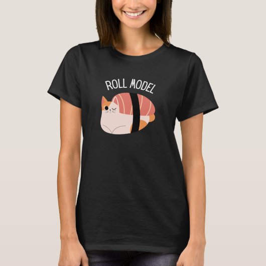 Funny Sushi Kat Roll Model T-Shirt (Voorkant)