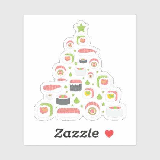 Funny Sushi Lovers kerstboom Voeg tekst toe Sticker (Vel)
