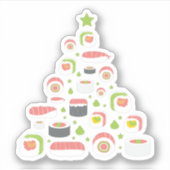 Funny Sushi Lovers kerstboom Voeg tekst toe Sticker (Voorkant)