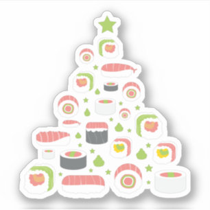 Funny Sushi Lovers kerstboom Voeg tekst toe Sticker