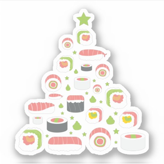 Funny Sushi Lovers kerstboom Voeg tekst toe Sticker (Voorkant)