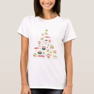 Funny Sushi Lovers kerstboom Voeg tekst toe T-shirt